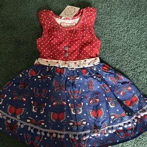 Cheeky Plum Polka Dot and Butterfly Dress 2T Girls